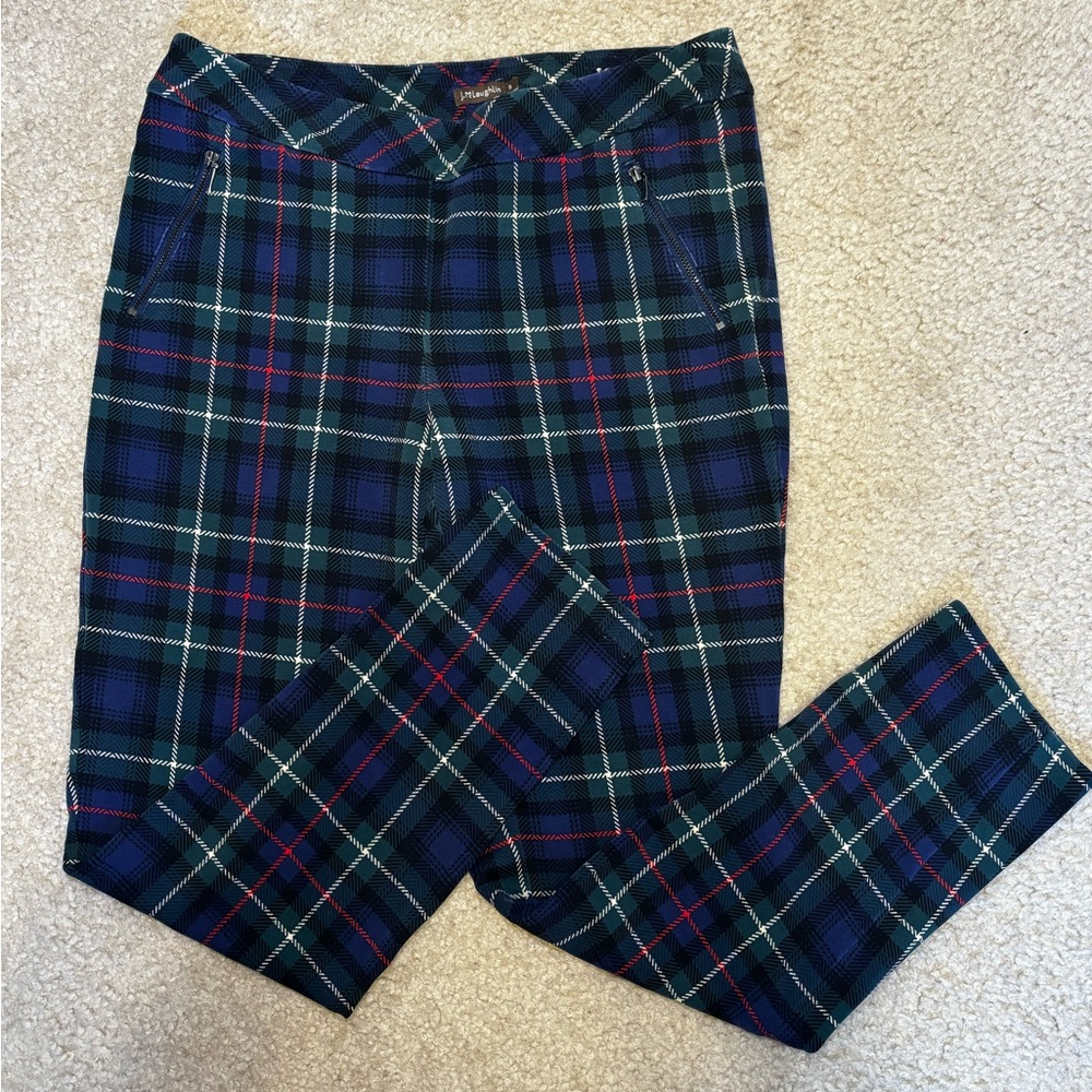 J. McLaughlin Tartan Plaid Pants in Blue and Red Size 6